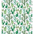thumbnail image 3 of Green Decor Queen Size Duvet Cover Set, Mexican Texas Cactus Plants Spikes Cartoon Like Art Print, Decorative 3 Piece Bedding Set with 2 Pillow Shams, White Light Pink and Lime Green, by Ambesonne, 3 of 3