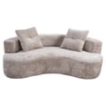 thumbnail image 5 of DEALTOPS 80" Curved Boucle Floor Sofa, 3-Seater Boneless Cloud Couch with 2 Pillows, No Assembly, Oatmeal, 5 of 7