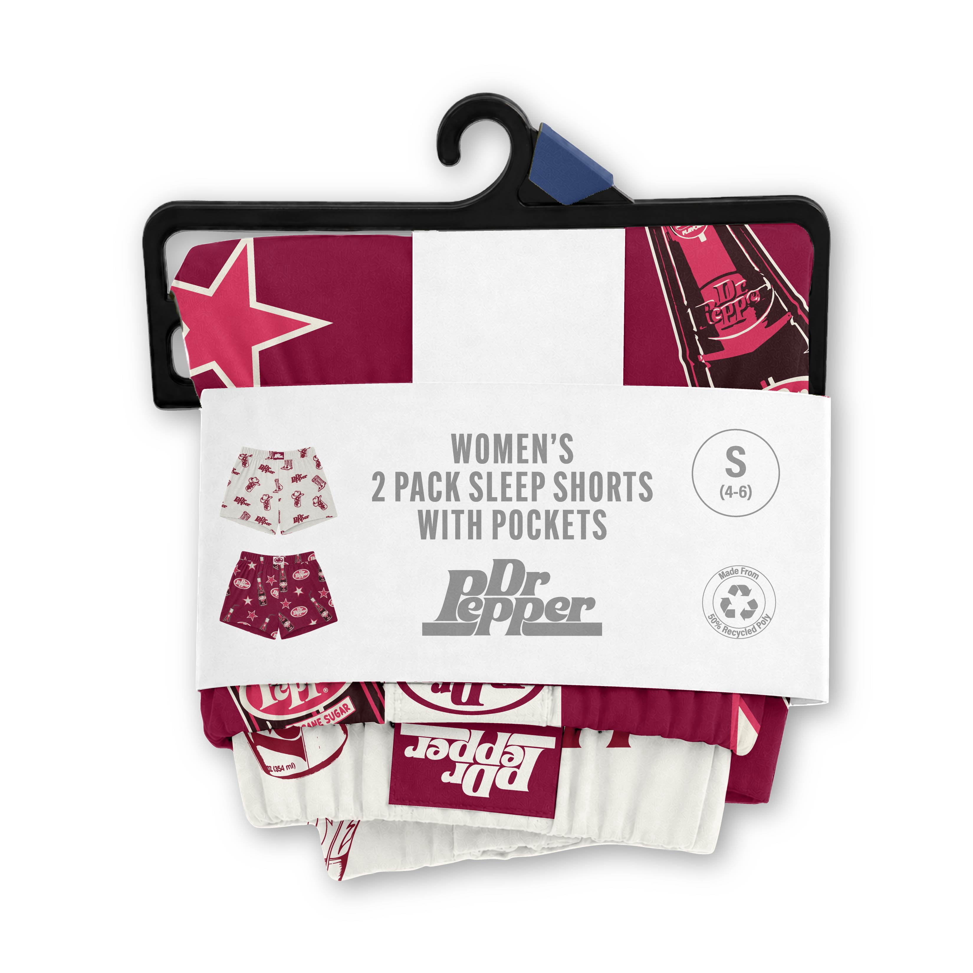 Dr Pepper Women's Sleep Shorts, 2 Pack, Sizes XS-3X