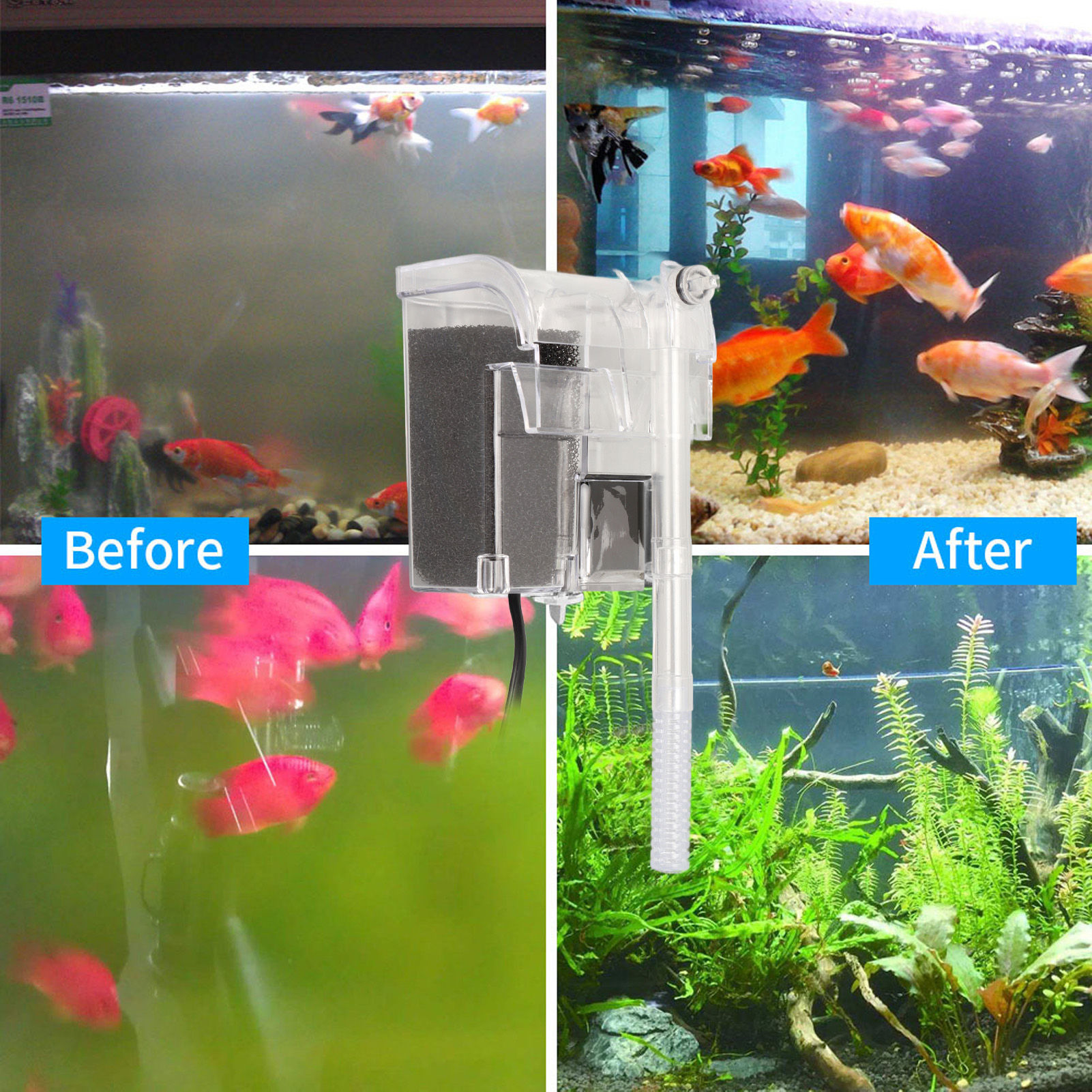 Aquarium Hang On Filter Professional Quiet Waterfall External Small Fish Tank Hanging Filter for Turtle Tank Fish Tank