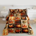 thumbnail image 2 of Homewish Autumn Fall Pumpkin Queen Comforter Set,Rustic Leaves Maples Bedding Sets,Patchwork Geometric Plaid Bedding Comforter Set For Adults,Super Cozy Room Decor Reversible,3pcs, 2 of 8