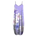 thumbnail image 5 of Lenago Robes Maxi Grande Taille pour Femmes 2023 Robes d'Été Imprimées Sans Manches Col Rond Aguichant Robe de Plage Décontractée Fluide en Liquidation, 5 of 5