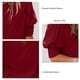 thumbnail image 4 of Camisa de manga corta con burbujas para mujer, cuello redondo, color puro, cierre de botones, puños, camisa holgada y plisada con mangas abullonadas, Top para verano, rojo vino XXL, 4 of 5