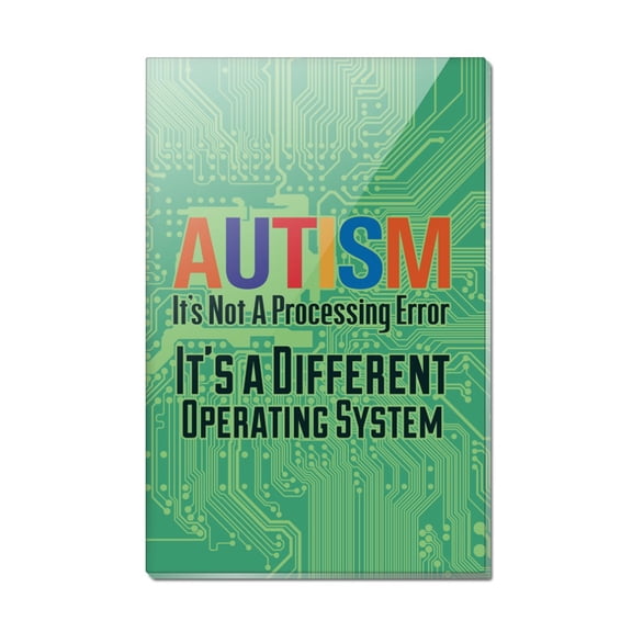 Autism Not a Processing Error Different Operating System Rectangle Acrylic Fridge Refrigerator Magnet