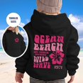 thumbnail image 2 of Girl Hoodie Drawstring FlowerLetter Printing Pullover Sweatshirt Pullover Oversized Hoodie Fashion Blouse Long Sleeve Shirt track Jackets with Pocket Black, 90, 2 of 4