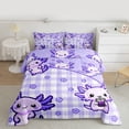 thumbnail image 2 of Castle Fairy Cartoon Flowers Axolotl Queen Comforter Set,Plaid Grid Bedding Comforter Set, 2 of 8