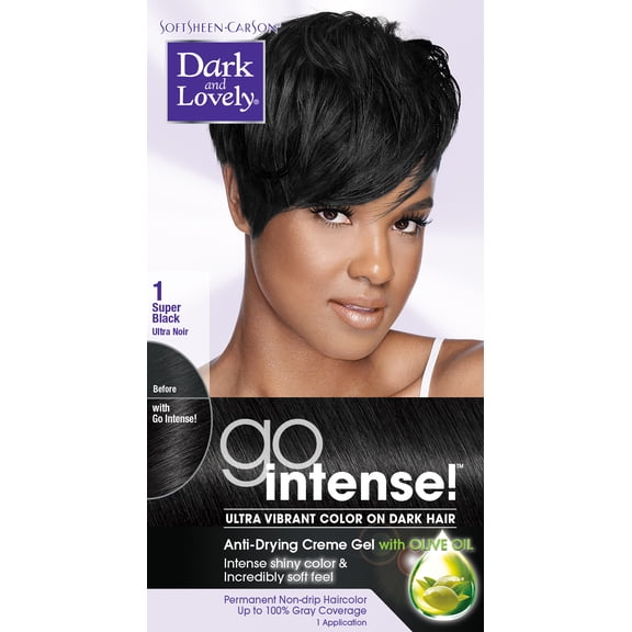 Dark and Lovely Go Intense Ultra Vibrant Color on Dark Hair, Unisex, Permanent Hair Color, 1 Super Black