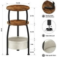 thumbnail image 2 of Round Side Table for Small Spaces with Storage Basket –Small End Table 3-Tier Night Stand Sofa Corner Table for Living Room, Bedroom, Patio and More 24in Tall Rustic Brown, 2 of 18