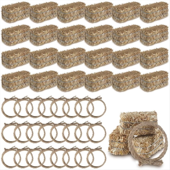 Rollbacks & More 24Pcs Western Themed Party Decorations 12 Decorative Hay Bales with Twisted -Rope for Cowboy Table Centerpieces