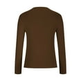 thumbnail image 3 of tklpehg Long Sleeve Tops for Women Lightweight Crewneck Classic Solid Color Casual Slim Tunic Tops Going Out Tops Blouses (Brown,L), 3 of 6