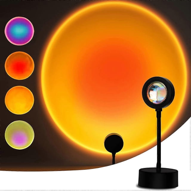 Sunset Lamp, 15 Colors LED Sunset Projection Lamp 360 Rotation USB 10 Adjustable Brightness Sunset Projector Romantic Decorative Atmosphere Lamp for B