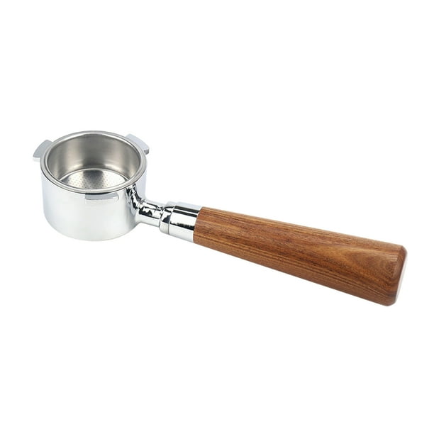 Colador Portafiltro de café sin fondo de 51 mm con cesta de filtro y mango de madera de repuesto para máquina de café Delonghi EC680 EC685 Filtros de aleación reutilizables Accesorios de extracción de Eccomum Colador