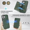 thumbnail image 3 of ELEHOLD Wallet Case for iPhone 16 Plus, Shockproof Magnetic Leather Case with Card Holders & Stand,Green, 3 of 10