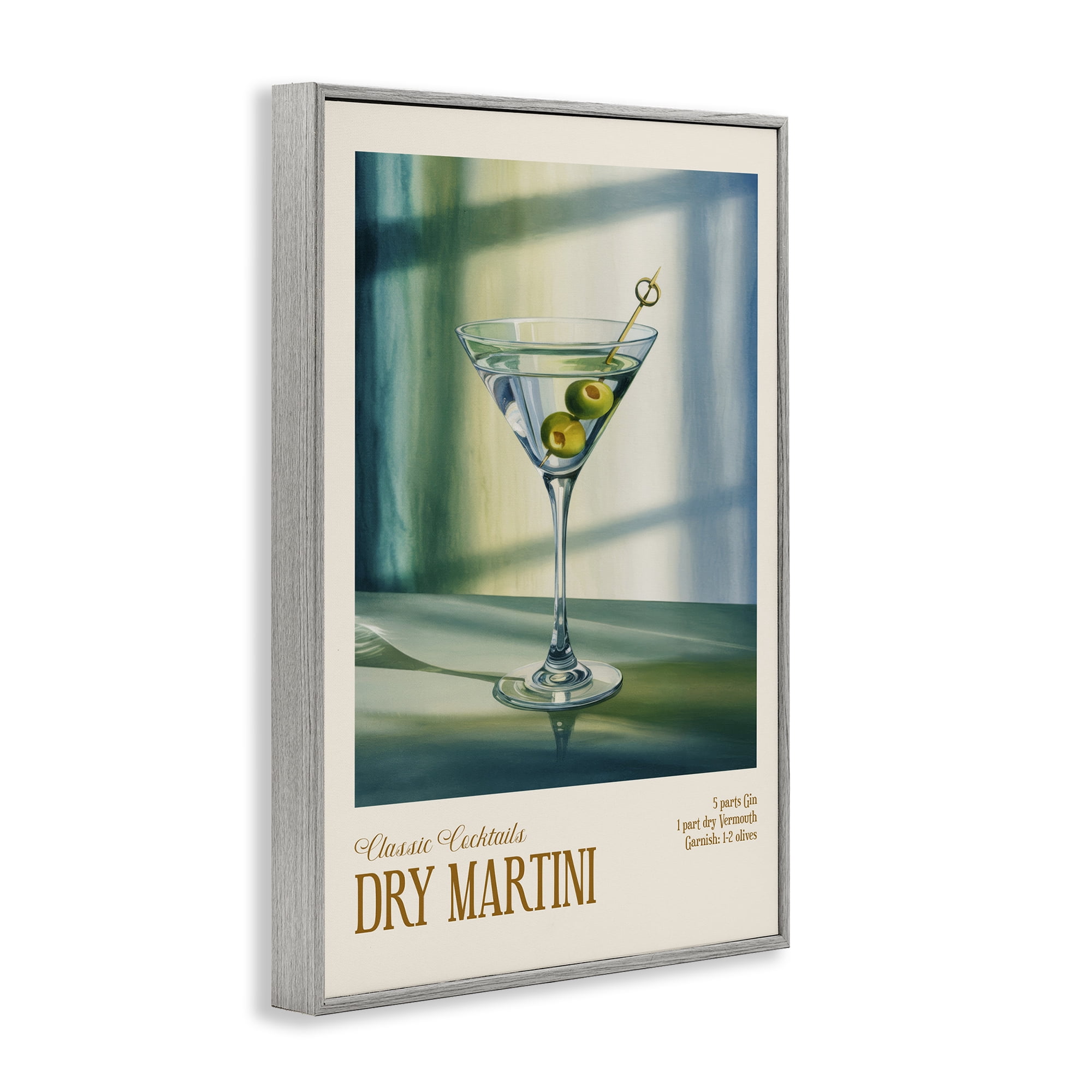 Stupell Industries Dry Martini on Surface Gray Framed Giclee Art, design by Andreas Magnusson