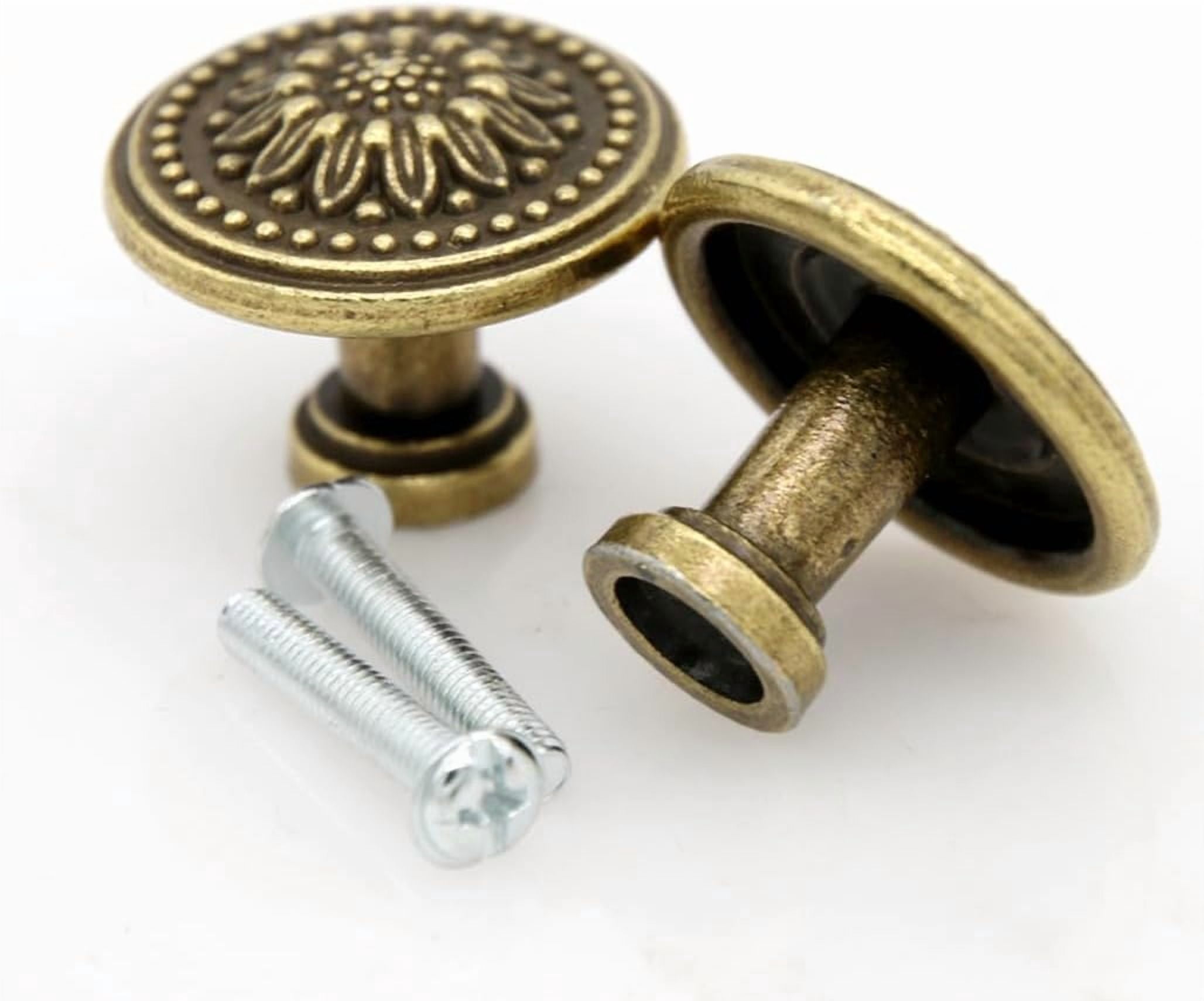 ABCISI 8 PCs Vintage Antique Brass Knobs Handles – Cabinet Knobs Pulls Handles with Distressed Antique Brass Finish - Diameter 1.2" (31 mm) & Height 1" (25 mm)