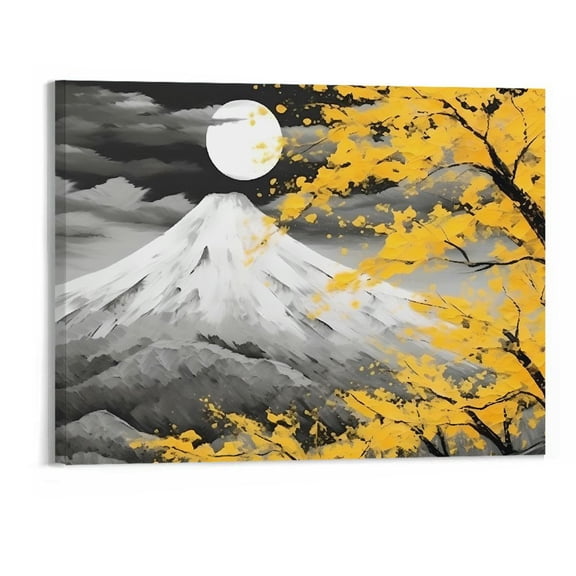 PRATYUS Fall Decor Yellow Tree Landscape Wall Art Canvas Wall Art Picture 20x16in for Living Room Bedroom 20x16in
