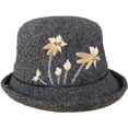 thumbnail image 4 of CoCopeaunts Thickened Wool Women Bucket Hat Winter Fashionable Flower Embroidery Fisherman Hat Cold Proof Roll up Brim Basin Hat, 4 of 8