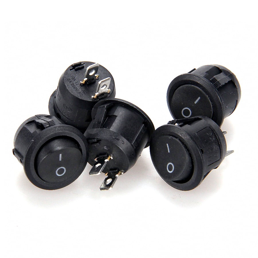 Details about   10PCS Mini Round Black 3 Pin SPDT ON-OFF-On Rocker Switch Snap-in For Car Boat 