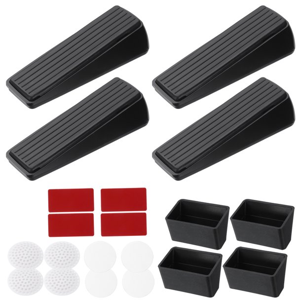 Uxcell 4 Sets Fuertes Topes de Puerta con Soporte Adhesivo y Protectores, Negro