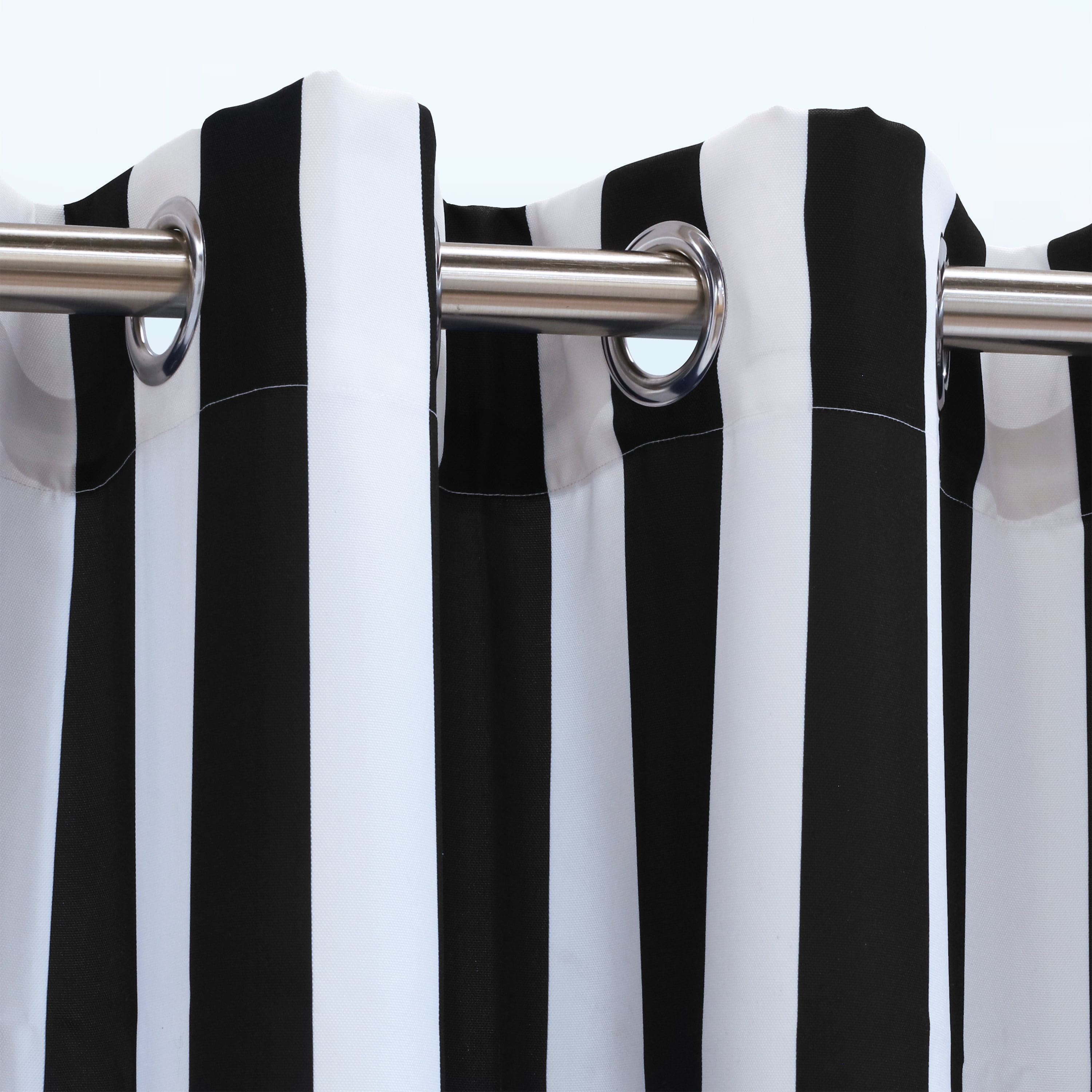 Corsica Stripe Indoor/Outdoor Curtain Panel 50" x 96" in Black