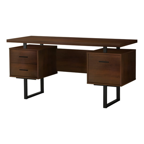 Monarch Specialties Home Office 60, Dark Wood Computer Desk With Drawers