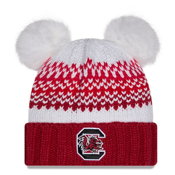 Women's New Era Garnet South Carolina Gamecocks Double Pom & Print Cuffed Knit Hat