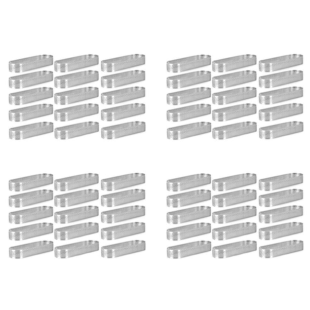 60 Piezas Moldes Ovalados para Tartaleta Moldes para Tarta Perforados para Hornear Anillo de Forma Redonda de Acero Inoxidable para Tarta Mousse Pies Quiche