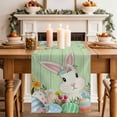 thumbnail image 2 of Table Runner 90 Inches Long for Kitchen Dining, Easter Bunny Dresser Scarf Farmhouse, Dining Table Decorations for Wedding/Parties, Farmhouse Colorful Eggs Tulip Wood Grain Green 13 x 90 In, 2 of 8