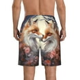 thumbnail image 3 of Yiaed Romantic Flower Fox Print Men's Swim Trunks with Lining Quick Dry Sports Shorts Beach Shorts Boardshorts-Small, 3 of 5