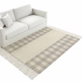 thumbnail image 2 of Bedroom Rug Carpet 3'x 5', Retro Grey Washable Floor Carpet with Tassels, Farmhouse Buffalo Plaid Vintage Beige Elegant Soft Floor Rug Mat for Patio, Balcony, Laundry, Room Decor, 2 of 9