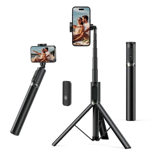 Trípode para selfies ATUMTEK 55 con control remoto Bluetooth, color negro