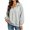 Gray, variant on Women's Quarter Zip Collared Sweatshirt, Long Rib Cuff Sleeve Drop Shoulder Relaxed Fit Pullover Top