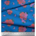 thumbnail image 3 of Soimoi Blue Japan Crepe Satin Fabric Leaves & Rose Floral Decor Fabric Printed Yard 42 Inch Wide, 3 of 3