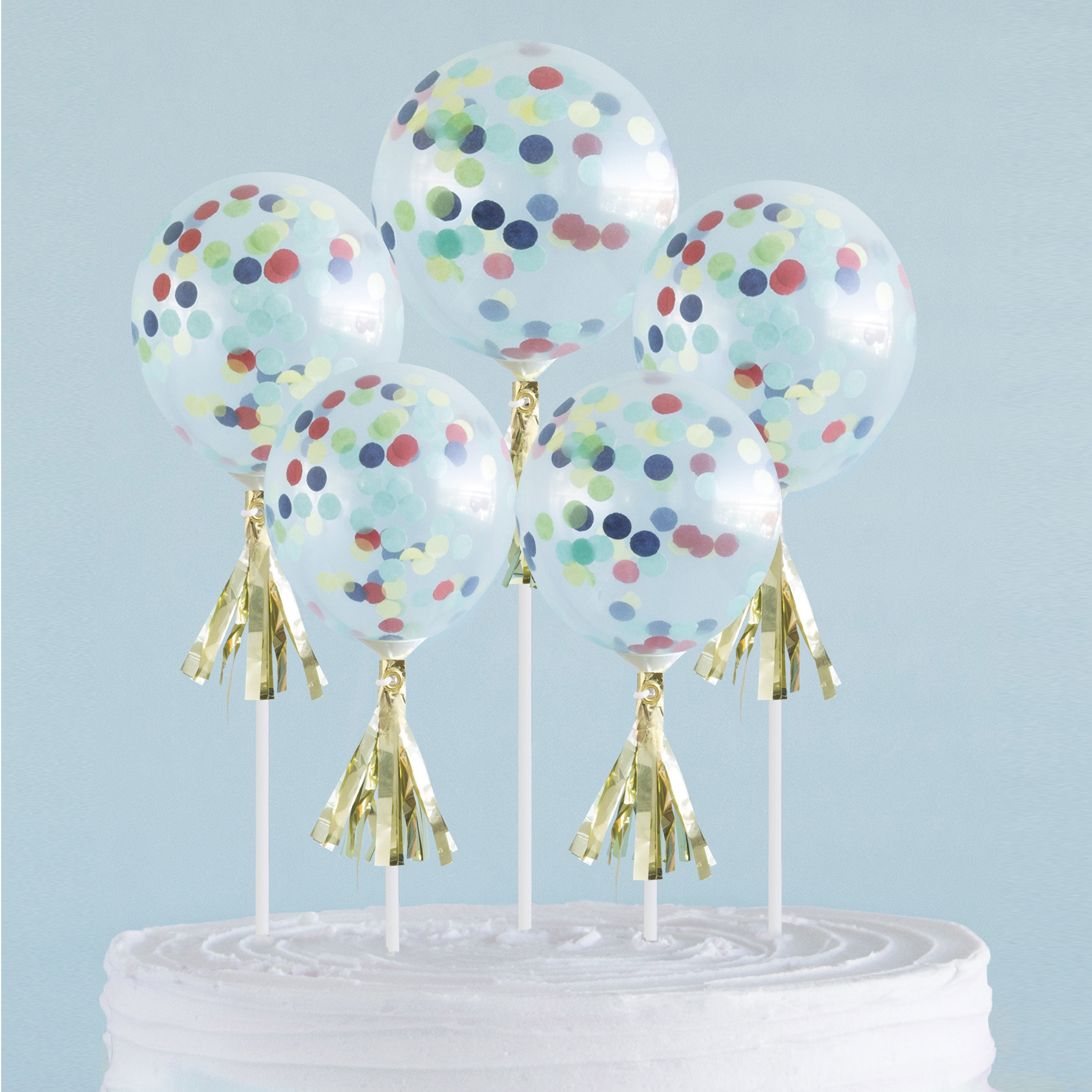 Confetti Foil Balloons Cake Topper Decor Set 5'' 7 colour Wedding Birthday Party