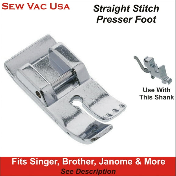 Brother Straight Stitch Presser Foot  Part Number SA108 Silver Fits Models in Description
