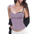 thumbnail image 1 of Faithtur Women Patchwork Camisoles Ruched Sleeveless Backless Tank Tops Summer Vests Crop Tops Streetwear, 1 of 8