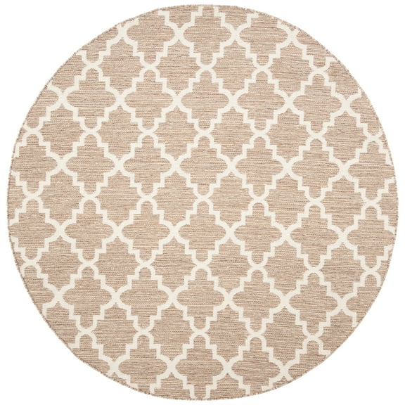 SAFAVIEH Montauk Crispian Geometric Cotton Area Rug, Beige/Ivory, 6' x 6' Round