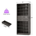 thumbnail image 5 of Homieasy 10-Tier Shoe Cabinet with 2 Drawers, 65cm Width Freestanding Closet Organizer with Adjustable Storage Shelves & Side Hooks –for Entryway, Bedroom, Living Room,Gray Oak, 5 of 9