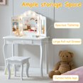 thumbnail image 5 of Kids Vanity, Little Girls Vanity Set with Stool and Light, 2 in 1 Wooden Kids Vanity Table and Chair Set, Princess Makeup Table with Drawer for Girls, 5 of 7