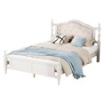 thumbnail image 6 of Llinc Store Classic Wooden Bed Queen Size with Upholstered Headboard And Panel Footboard, with Two Bed Rail Support Feet And Central Platform Support Feet (White), 6 of 8