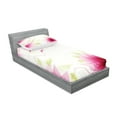 thumbnail image 2 of Ambesonne Flower Fitted Sheet & Pillow Sham Set, Abstract Natural Lotus, Twinxl, Pink and White, 2 of 2