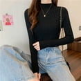 thumbnail image 5 of Suéter de punto acanalado para mujer, jersey de cuello medio alto, ropa de calle elegante delgada, Top Y2K de manga larga, Otoño e Invierno, 5 of 5