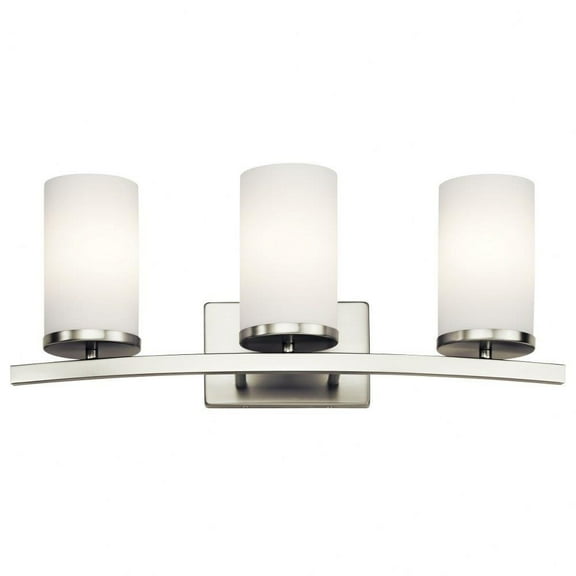 3 Light Vanity Light Approved for Damp Locations with Contemporary Inspirations 23 inches Wide-Brushed Nickel Finish Bailey Street Home