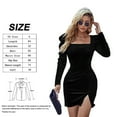 thumbnail image 2 of Vestido corto ajustado con escote cuadrado y manga larga fruncido para mujer, para fiestas, clubes y cócteles, 2 of 6