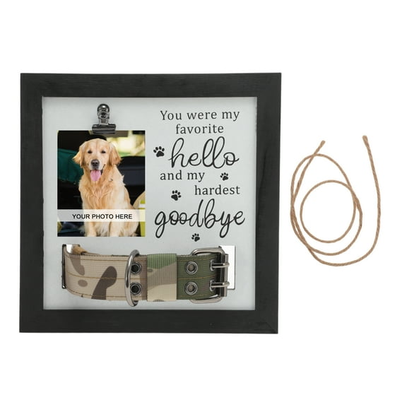 Unique Bargains Dog Memorial Gifts for Loss of Dog Personalized Keepsake Pet Memorial Frame Wooden Frame with Paw Print Design 9.06"x9.06" Black White