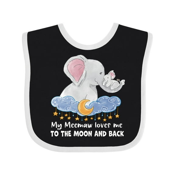 Inktastic My Meemaw Loves Me to the Moon and Back Elephant Family Boys or Girls Baby Bib