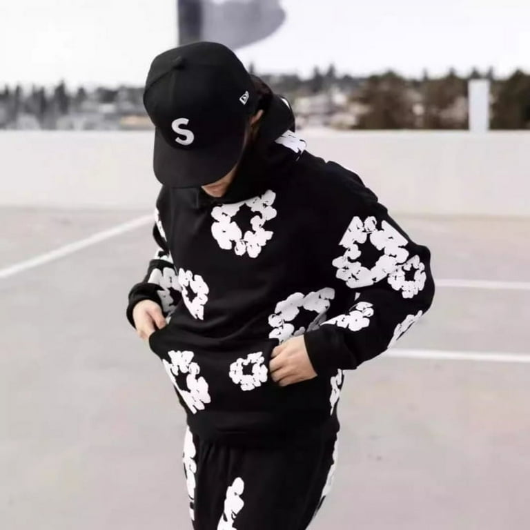 Chic Unisex Hoodie Set 3D Kapok Flower Pattern Couples Chic Unisex Hoodie Set 3D Kapok Flower Pattern Couples