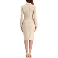 thumbnail image 3 of MODA NOVA Juniors 2 Pieces Casual Suit Tweed Trim Blazer Jacket and Skirt Set S Khaki, 3 of 5