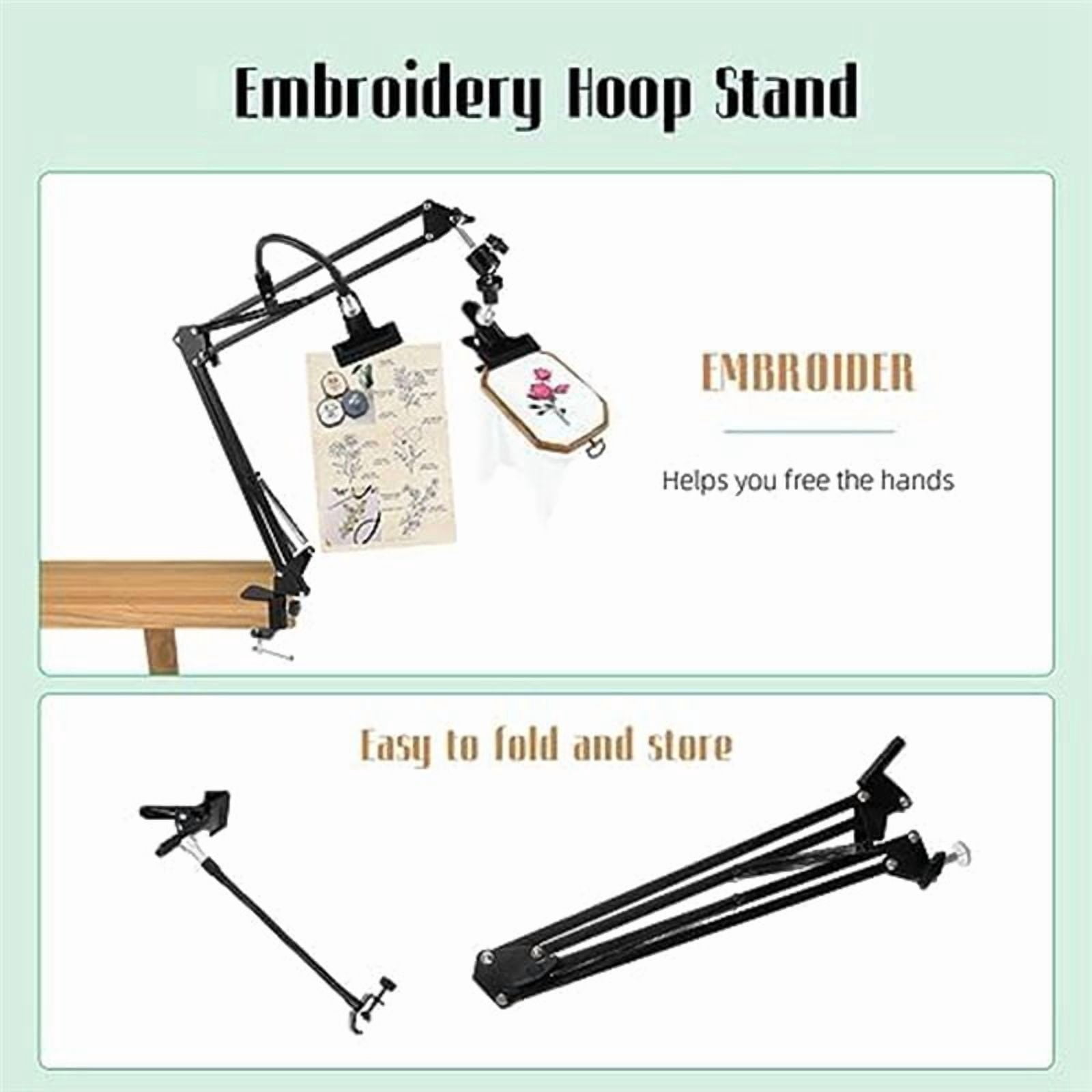 Embroidery Hoop Stand: 360 Adjustable Metal Embroidery Hoop Stand for Sewing Crafts