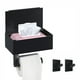 thumbnail image 1 of Soporte para papel higiénico negro, soporte para papel higiénico sin perforación con caja de pañuelos húmedos, soporte para papel higiénico con bandeja para baño, autoadhesivo o perforado, negro mate, 1 of 6